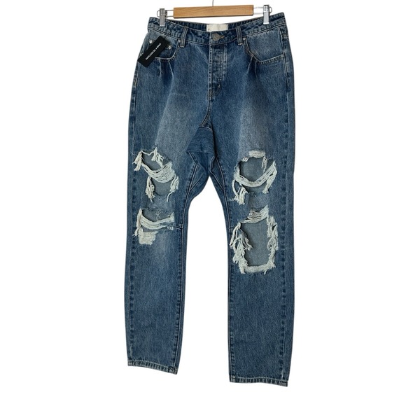 One Teaspoon Denim - One Teaspoon Saints Jeans Women Size 26‎ Blue Distressed Bohemian Button Fly New